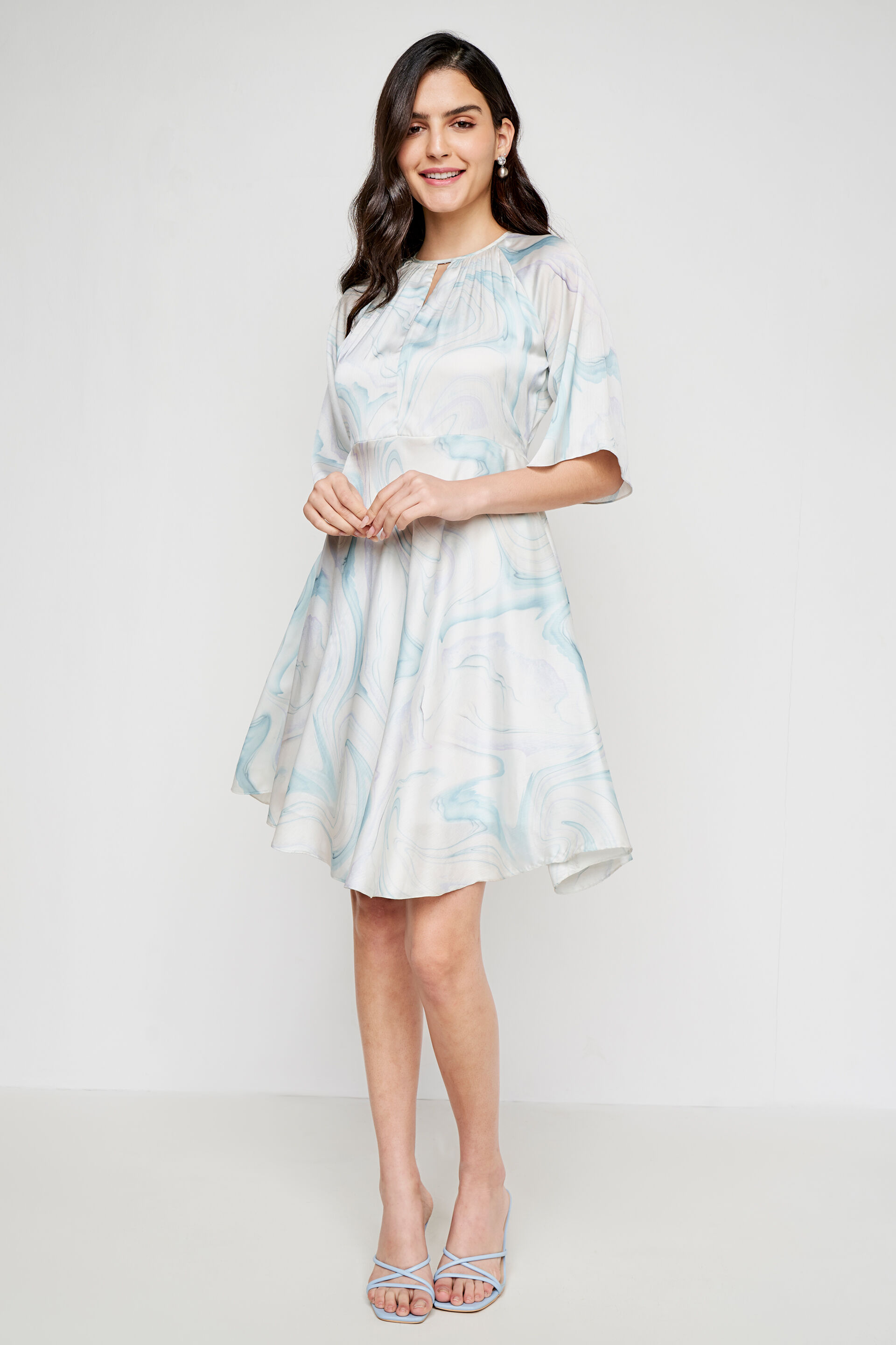 Multi Color Abstract Curved Dress, Multi Color, image 1